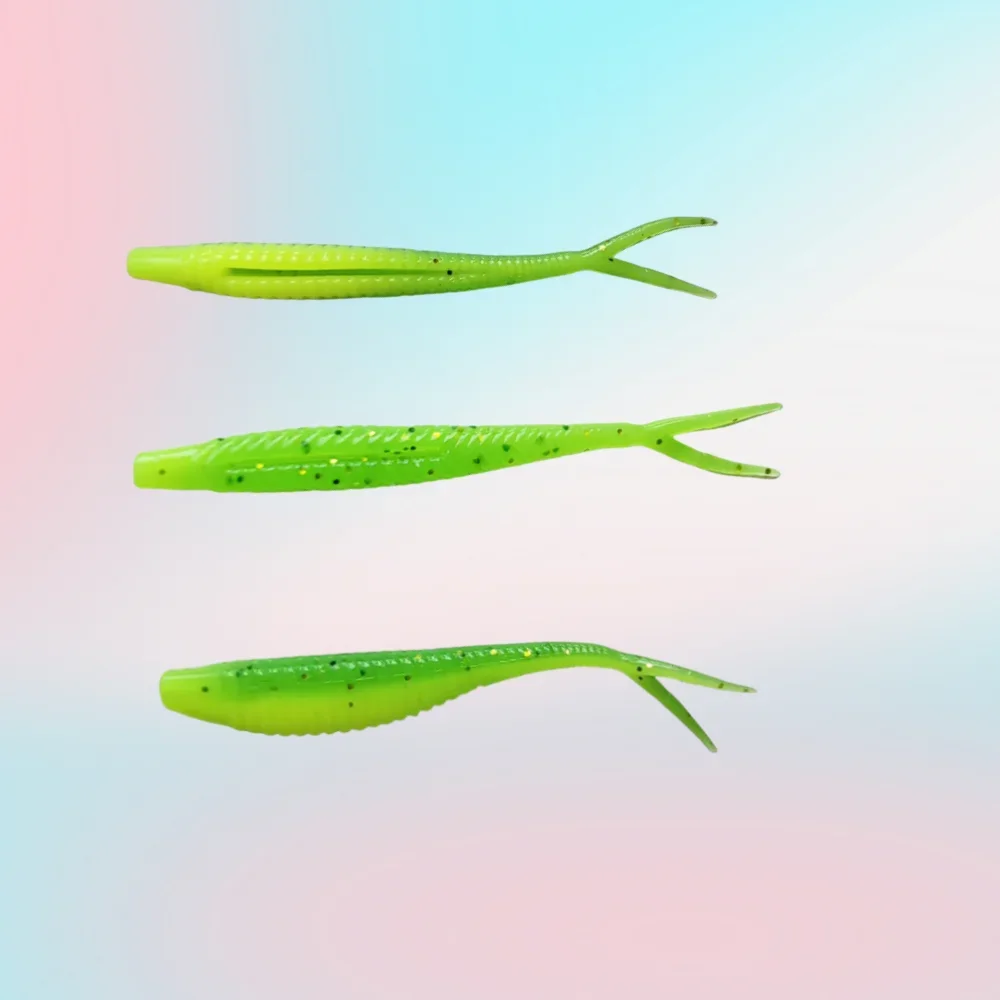 10 Uds. Señuelos blandos de pesca, cebos de plástico de 5cm/6cm/7cm, cola de paleta bifurcada realista, Swimbaits de pesca para aparejos de agua dulce - imagen 4