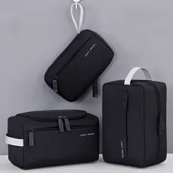 Neceser de viaje 3 en 1, Kit organizador de artículos de tocador de gran capacidad de tela Oxford, bolsa de afeitar impermeable plegable de mano para negocios