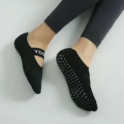 Calcetines yoga antideslizantes con vendaje para mujer fitness