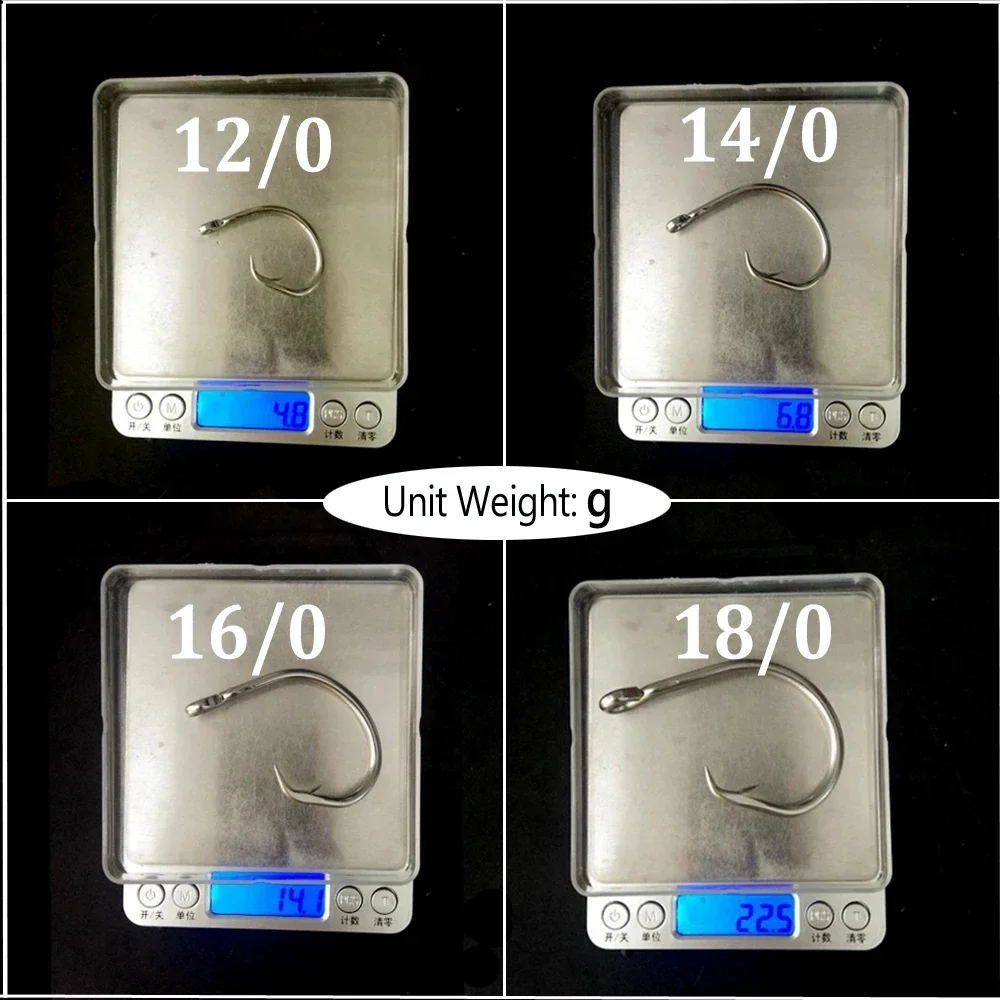 Wifreo-anzuelo de acero inoxidable para pesca en agua salada, gancho circular de gran tamaño con púas compensadas, para atún, tiburón, barco, pesca Al curricán, 2/3/5 piezas - imagen 5