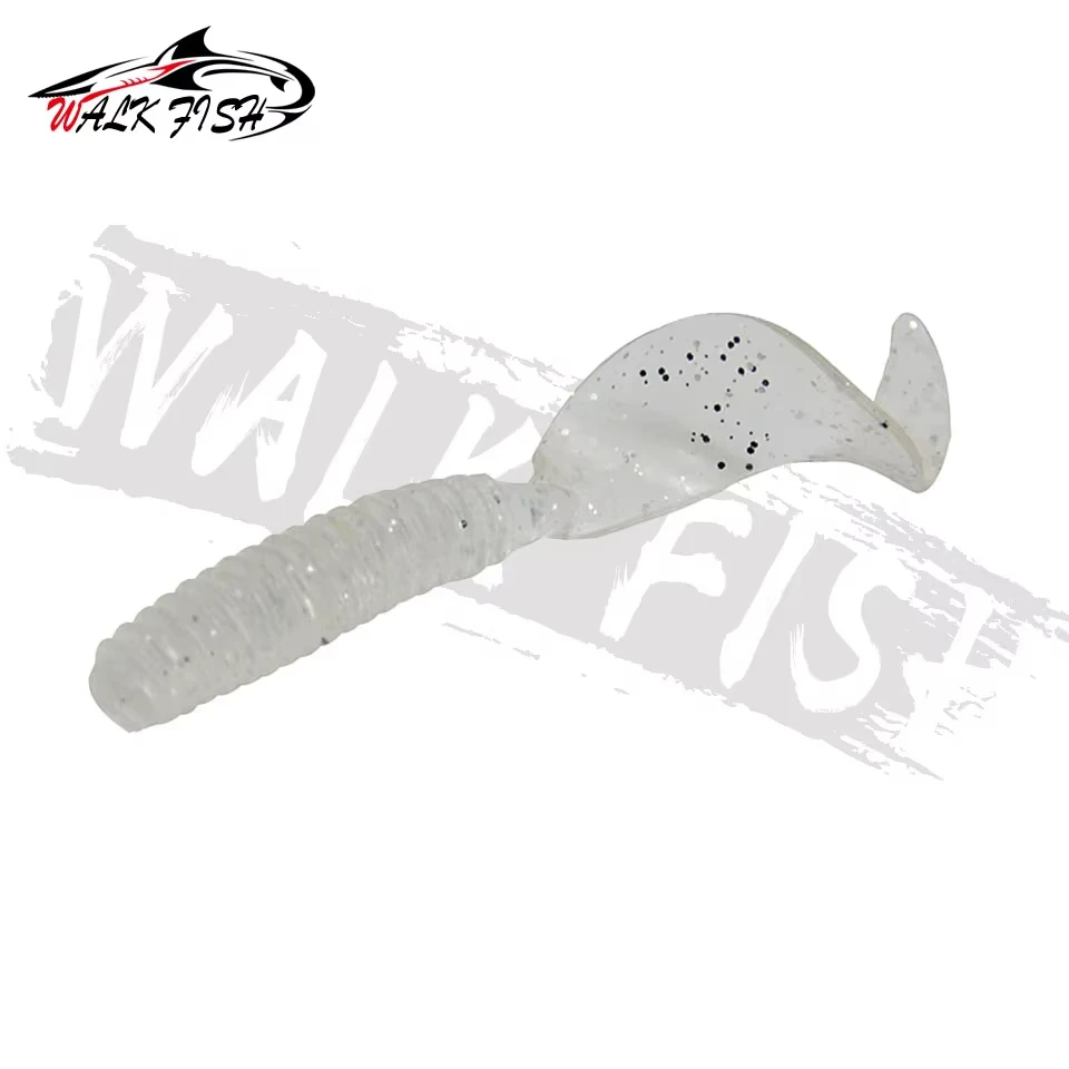 WALK FISH-señuelo de Pesca de cola larga, 5-7cm, 1,2-2g, cebo suave, gusano de cola enrollable, hoz, olor a sal, carpa, lubina, Pesca, gusano Takcle - imagen 3