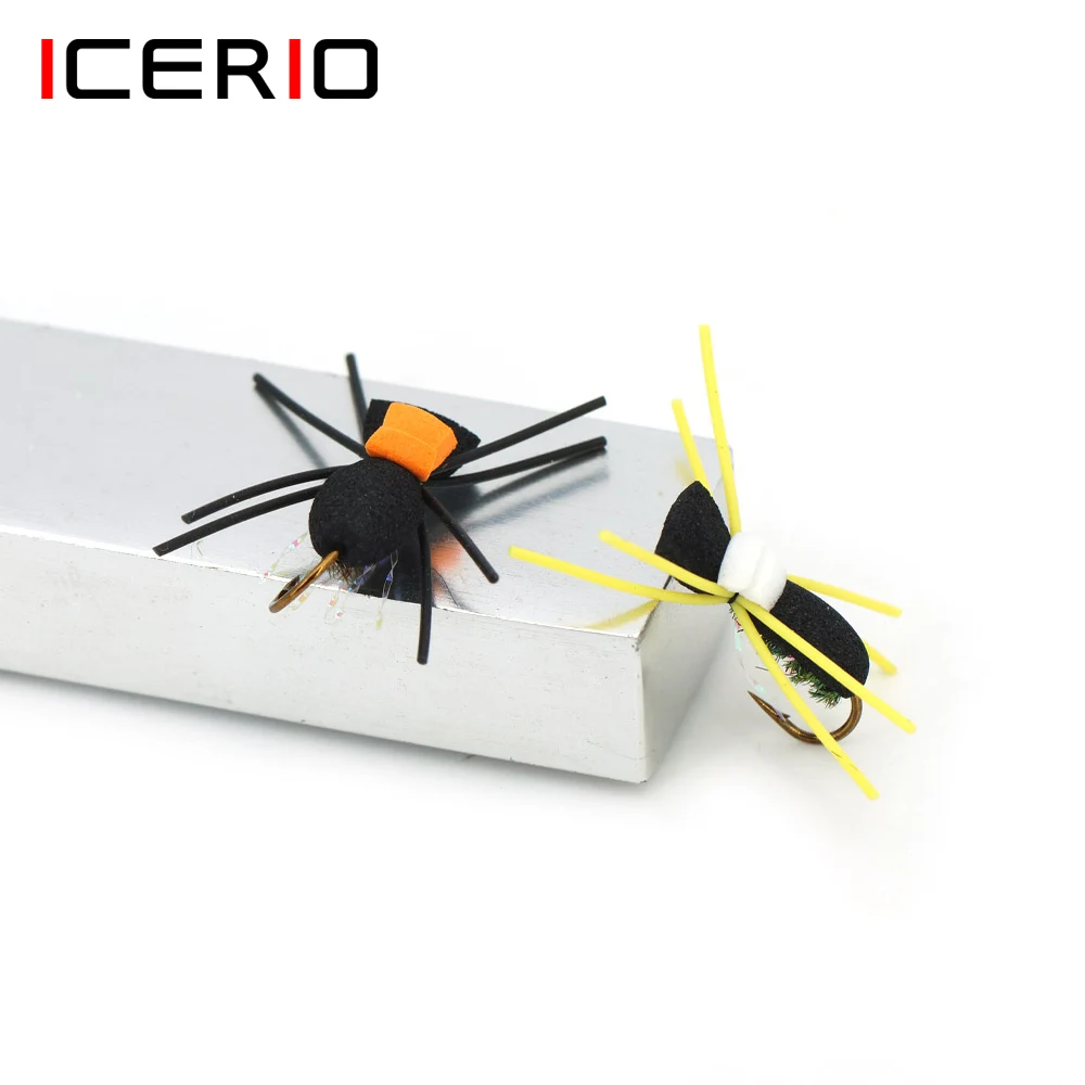 ICERIO 6 uds escarabajo de espuma mosca trucha pez amarillo lubina Barbel carpa azul Kurper trucha lubina pesca con mosca insecto cebo Artificial # 10 - imagen 2