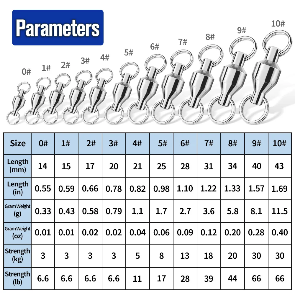 10 Uds rodamiento de bolas conector de pesca de acero inoxidable anillos sólidos giratorios para cebo de curricán herramientas de señuelo agua de mar y agua dulce - imagen 5