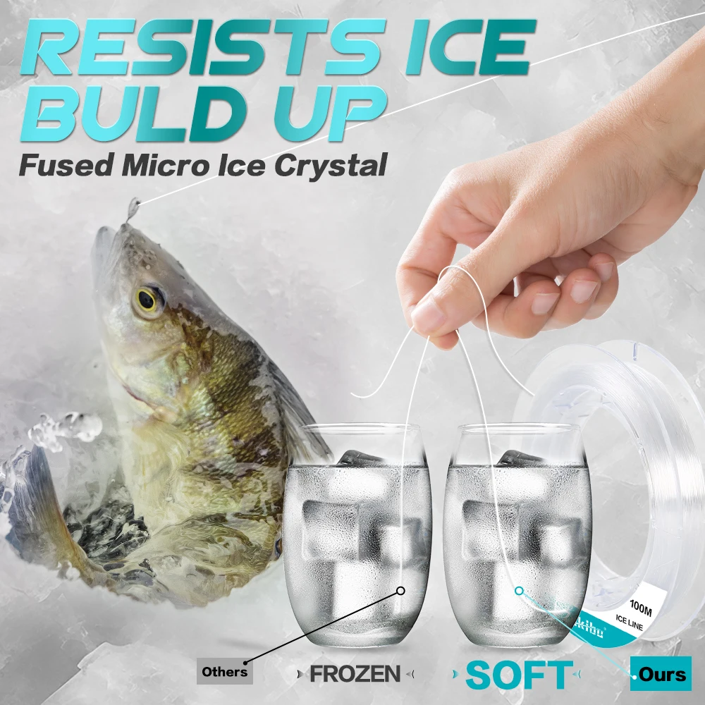 ZUKIBO-sedal Mono de hielo de cristal, sedal de pesca de nailon suave, súper fuerte, resistente a la tracción, diseño de EE. UU., baja memoria, alta resistencia a la abrasión - imagen 2