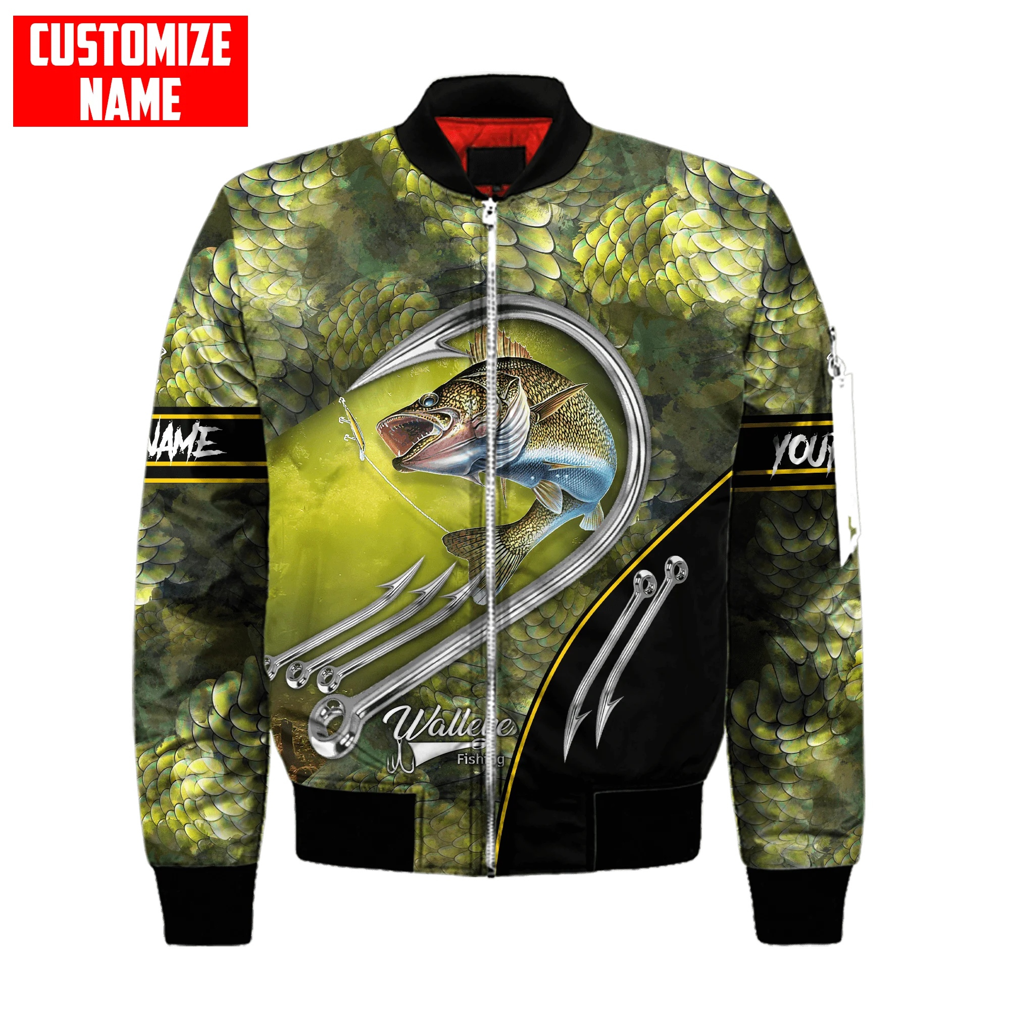 Chaqueta Bomber de invierno para hombre, abrigo con cremallera y bolsillo grueso con estampado 3D de atún/pesca de bagre, chaqueta cálida informal Unisex con cremallera, FX-04 - imagen 2