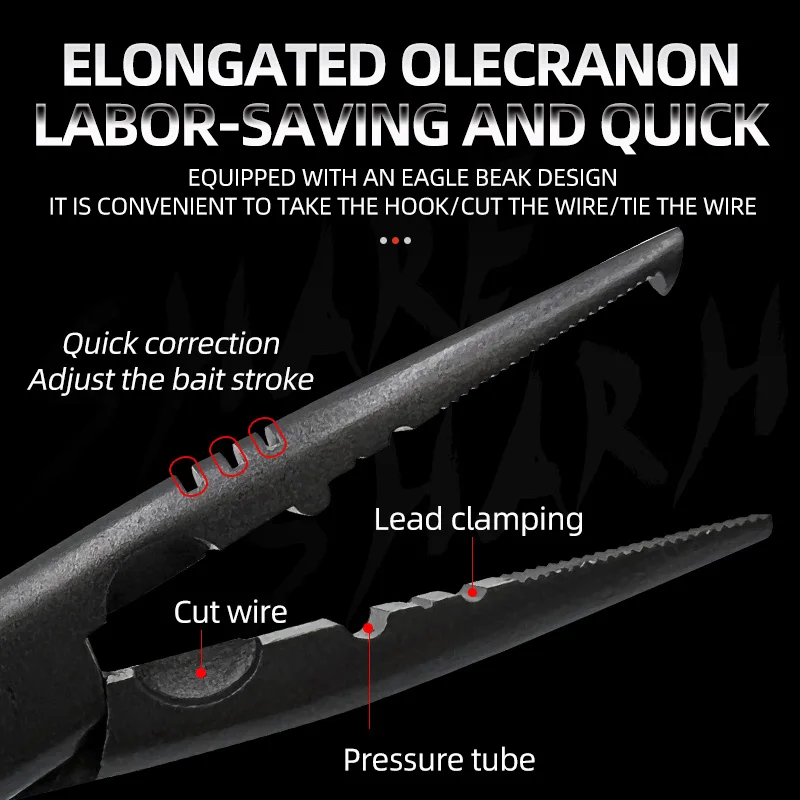 Alicates de pesca, Kit de pinza de labios de acero de alto carbono, removedor de anzuelos de anillo dividido, cortador, accesorios de pesca, aparejos con funda - imagen 2