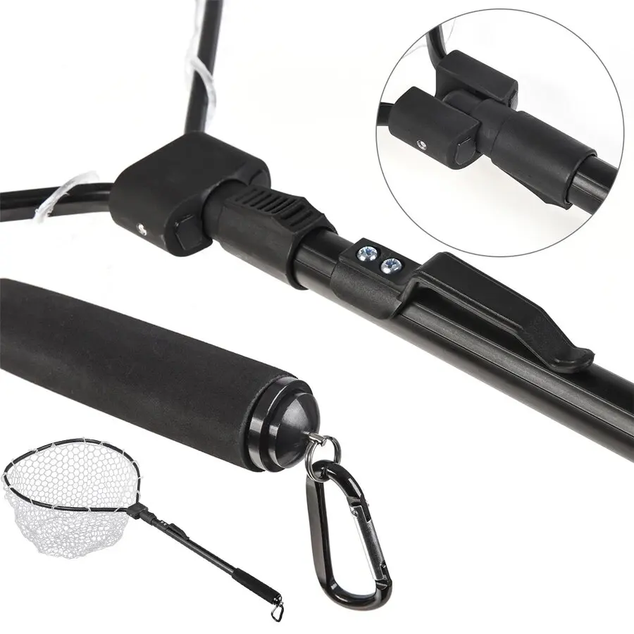 Red de pesca telescópica, red de aterrizaje de marco de aleación de aluminio, malla de goma pequeña, cordón de clip magnético, red de pesca con mosca - imagen 4