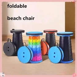 Silla telescópica plegable de plástico portátil para exteriores con forma compacta ajustable, perfecta para pescar en playas y acampar