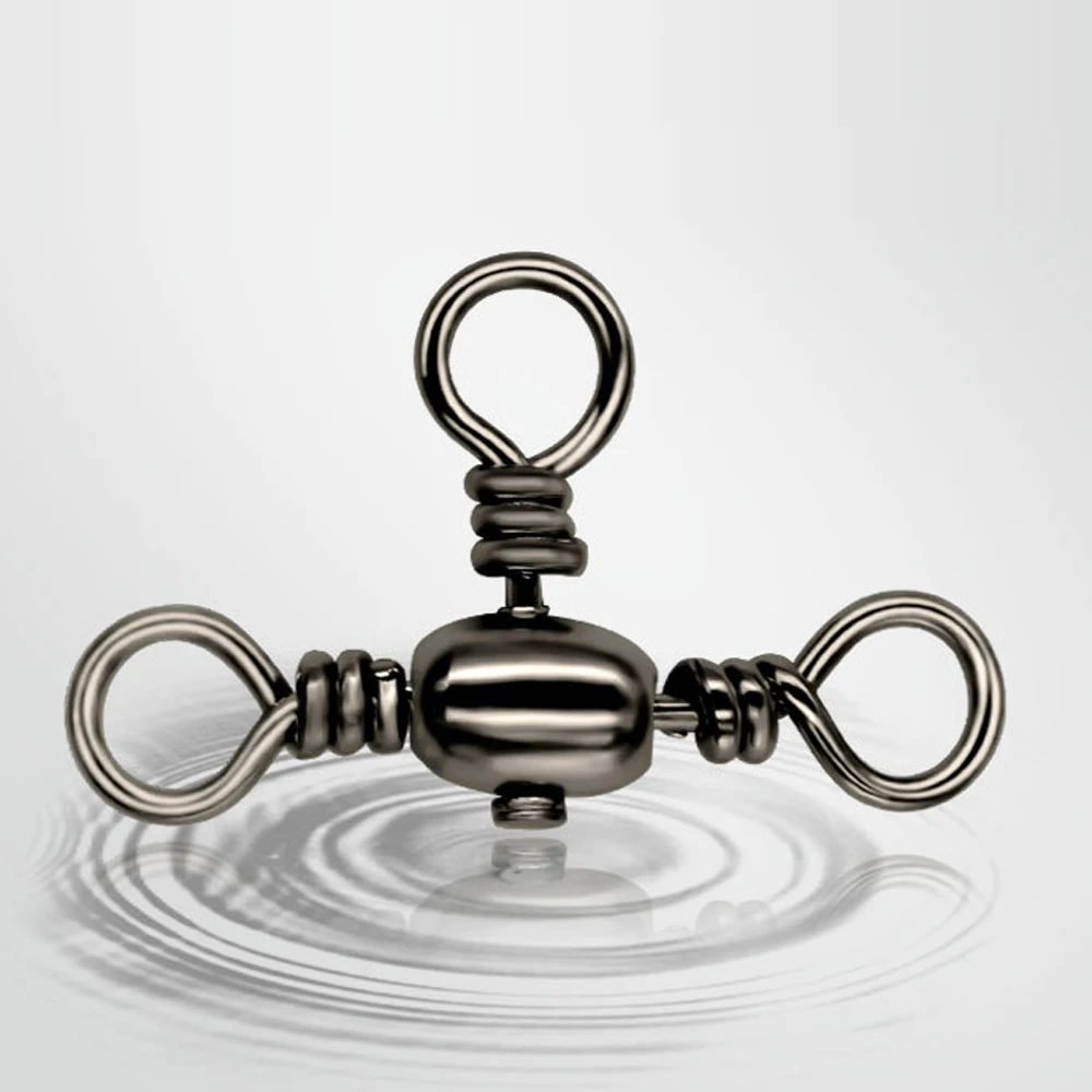 50 Uds. De conector de tres clavijas chapado en níquel negro de latón, divisor de sublínea giratorio en T, anillo Bazi para pesca al aire libre, accesorios de pesca - imagen 4