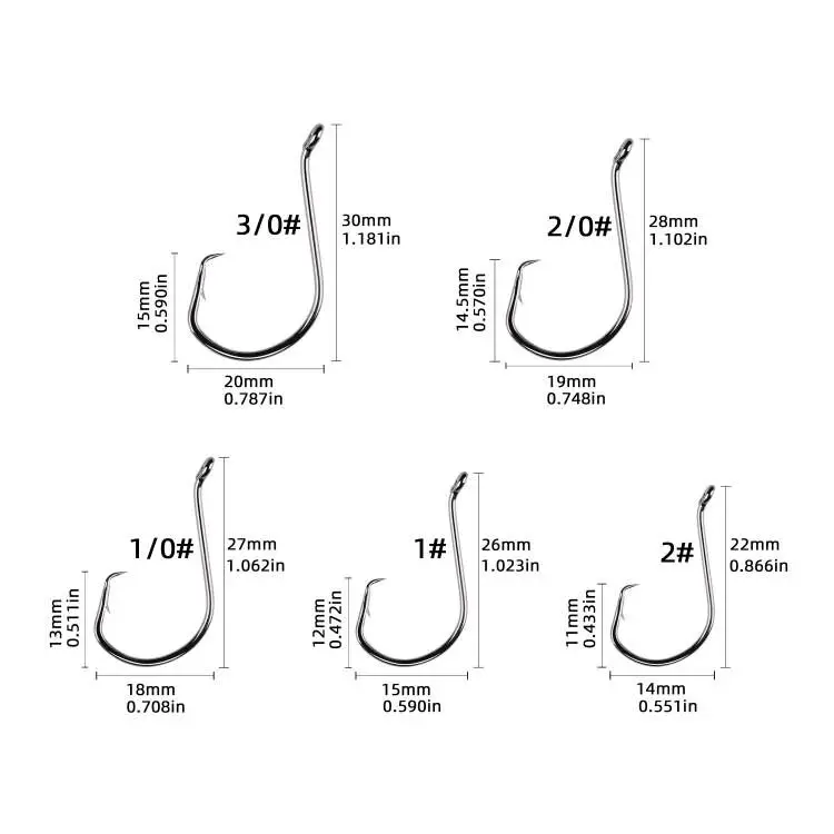 Anzuelos de pesca japoneses fuertes, accesorios de pesca en el mar, tamaño mixto 3/0 #2/0 #1/0 #1 #2 #, 50 unids/lote por caja - imagen 3