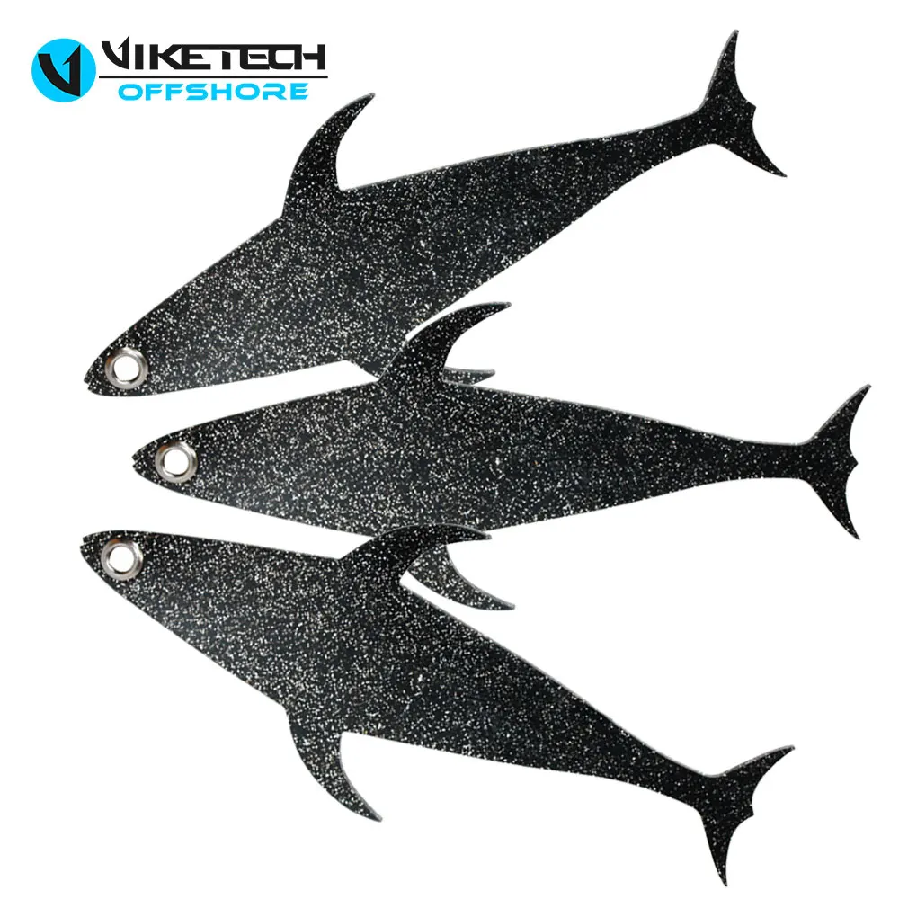 Señuelos de pesca de silicona negros con ojales de latón, cebo suave de goma duradero, 3 tamaños, Ideal para varias técnicas de pesca, 3 uds.