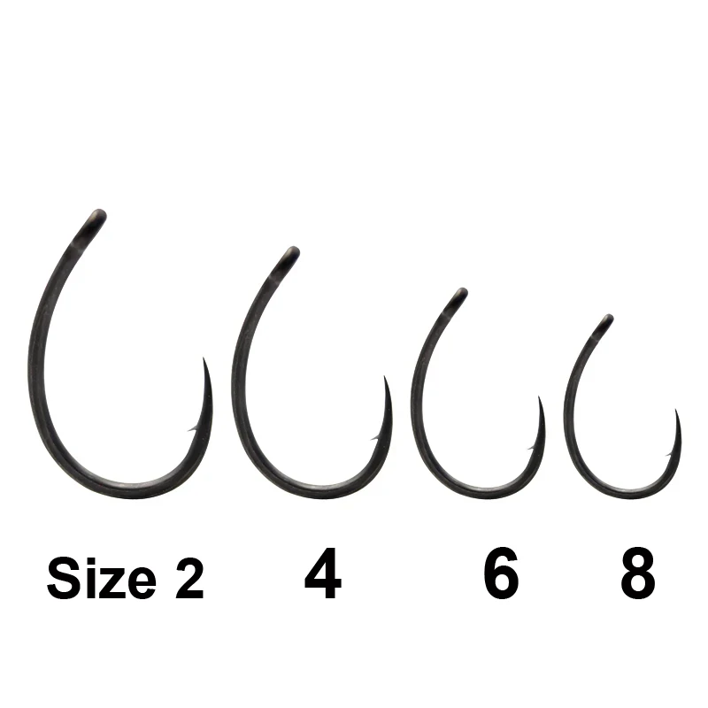 10 unids/caja anzuelo de pesca de carpa afilado a mano gancho Krank X Micro revestimiento de PTFE con púas tamaño 2/4/6/8 para aparejos de pelo accesorios - imagen 5