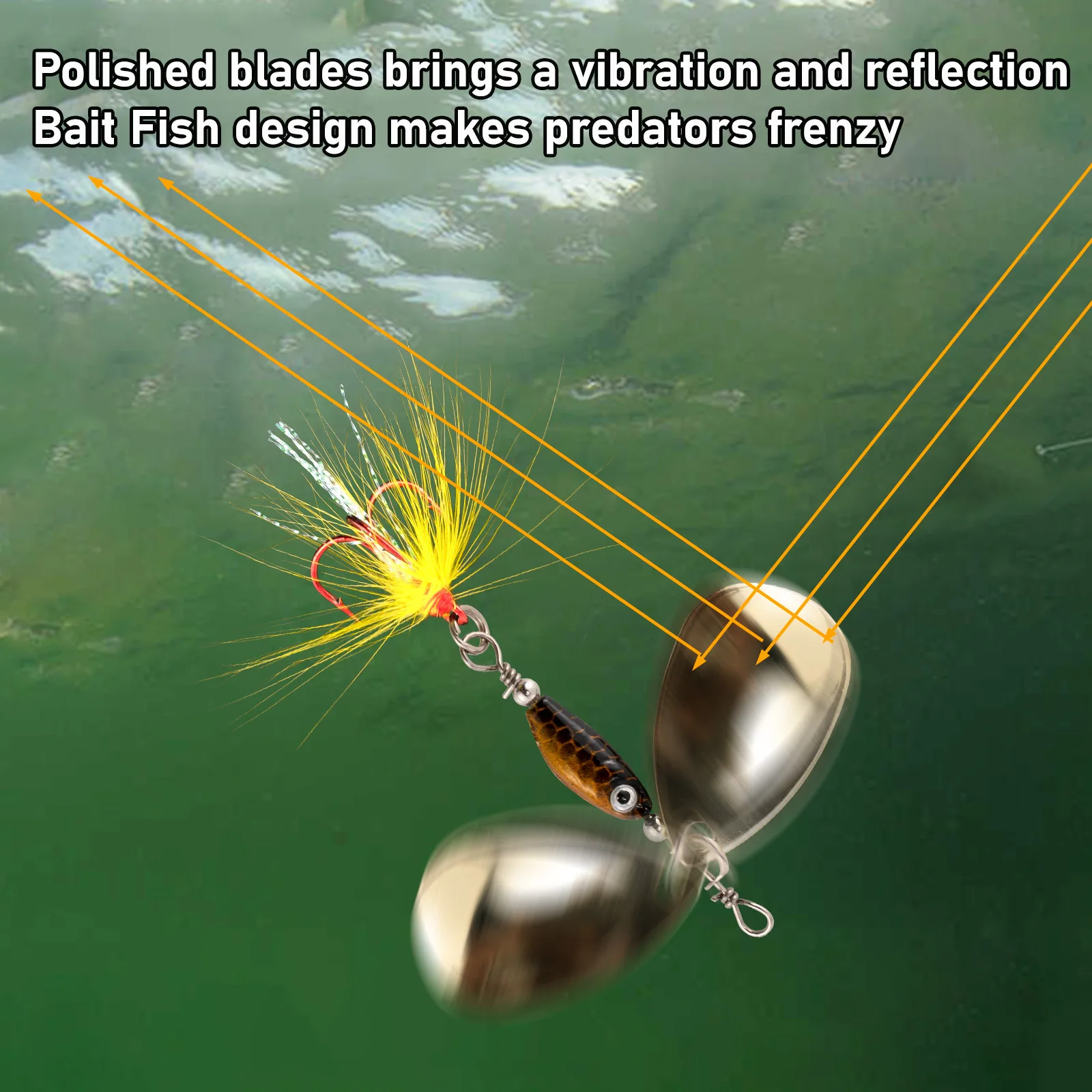 Señuelo giratorio con cuchilla Colorado y pluma – Ideal para crappie - imagen 2