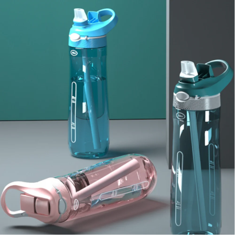Botella de agua deportiva de paja práctica, sin BPA vaso de plástico, 750ml, para exteriores - imagen 4