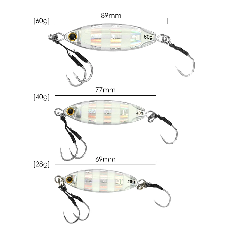 LETOYO 28g 40g 60g brillo Metal lento Jigging señuelos paso Jumpping pesca Jig cebo para pesca en el mar Shore señuelo de pesca de Metal - imagen 2