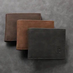 Cartera corta de cuero PU de alta calidad, bolsa para tarjetas con superficie cómoda y dos pliegues, tarjetero multiusos de Color sólido para hombres y mujeres