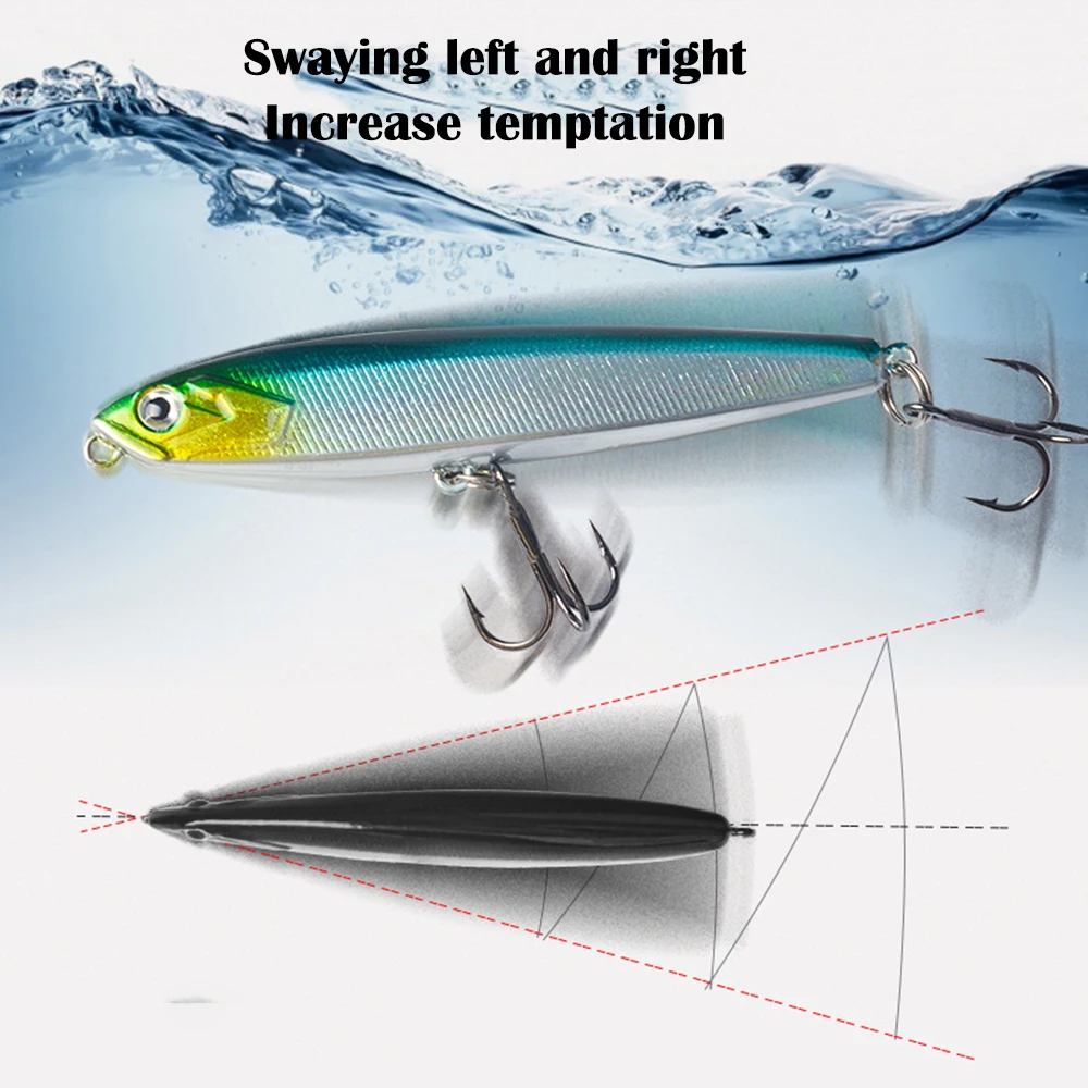 Señuelo de pesca de 7 piezas, cebo de lápiz para agua dulce, cebos artificiales duros, giratorios de Metal para pesca de lubina - imagen 3