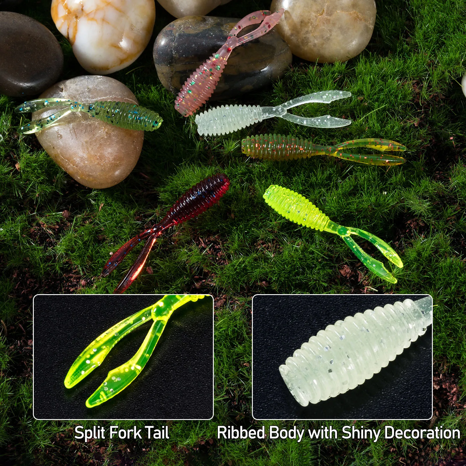 Swimbait doble cola de vinilo 35mm para black bass, lucio, trucha - imagen 4