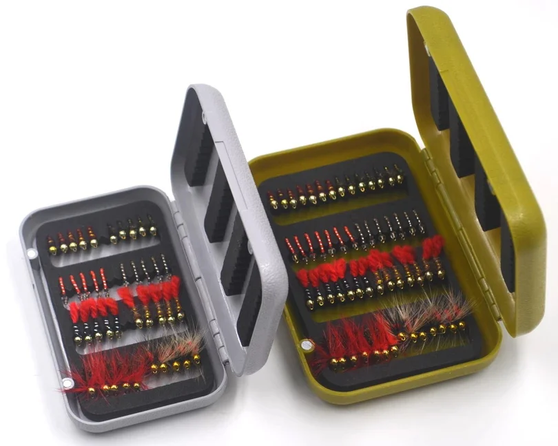 MNFT 56/40 Uds cabeza de cuentas juego de moscas de pesca con mosca moscas secas con una caja cebo de ninfa Artificial trucha lubina azul enmalle mosca Flie Combo - imagen 2