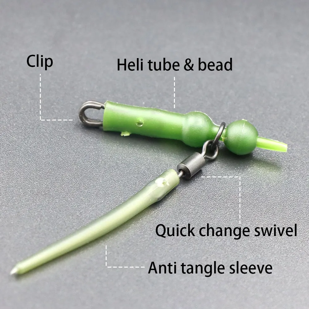 Juego de 5 accesorios de pesca de carpa, aparejo de helicóptero, manga antienredos, cuentas giratorias de cambio rápido para Kit de aparejos terminales de carpa - imagen 2