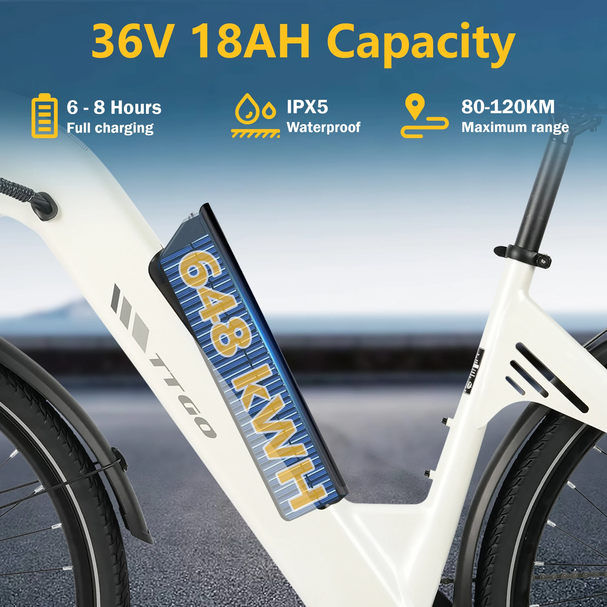 TTGO Bicicleta eléctrica ligera de aluminio con batería extraíble - imagen 5