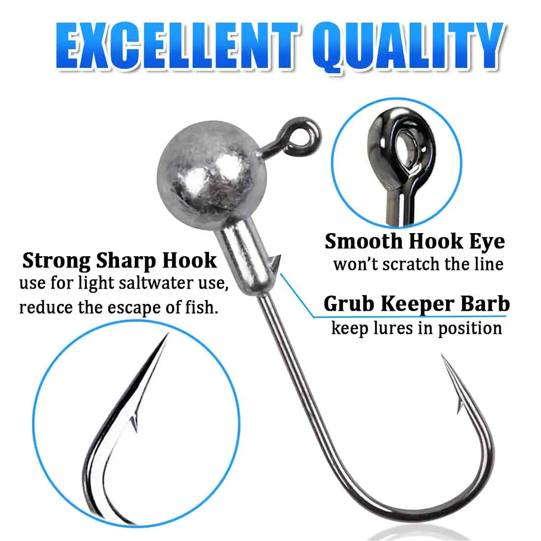 FishTrip-Juego de anzuelos con cabeza de anzuelo de manivela, 25 uds., plantilla con cabeza de anzuelo de pesca, cebo duro, anzuelo de gusano suave, trucha de lubina de agua dulce y salada - imagen 3