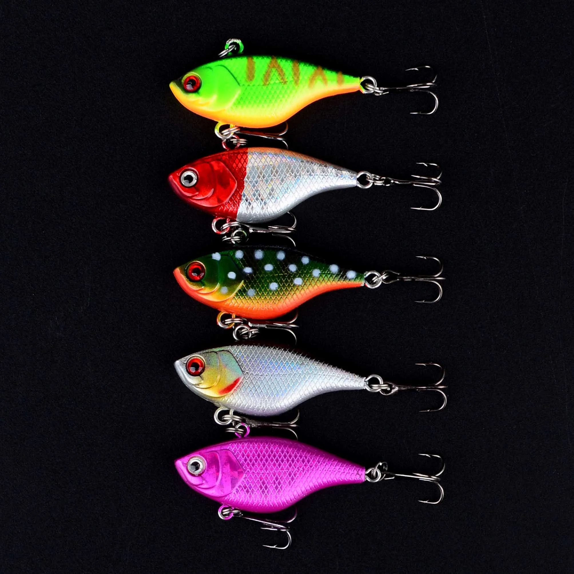 5 uds señuelos duros VIB pesca Minnow cebo anzuelos triples Crankbait Wobblers aparejos de pesca ojos 3D - imagen 4