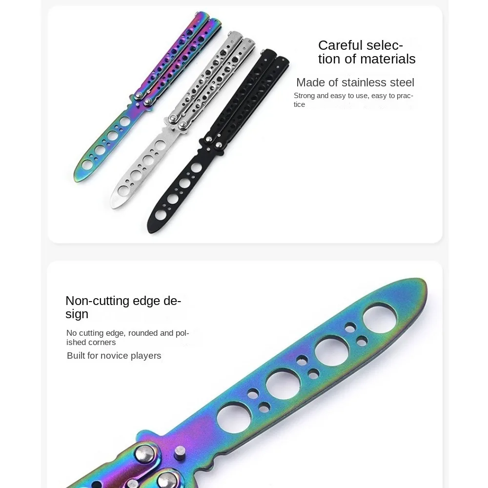 Cuchillo de mariposa plegable, herramienta de entrenamiento portátil de acero inoxidable, accesorios de Cosplay, cuchillos de práctica para juegos al aire libre - imagen 5