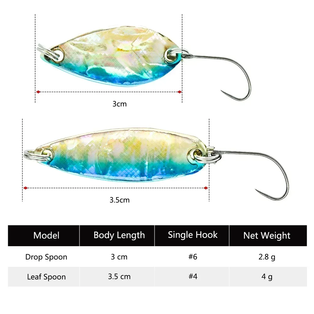 Goture 2 unids/lote cebos duros señuelo para trucha cuchara de Metal Señuelos de Pesca con lentejuelas fundición swimbait Crankbaits artificiales para pesca con mosca - imagen 4