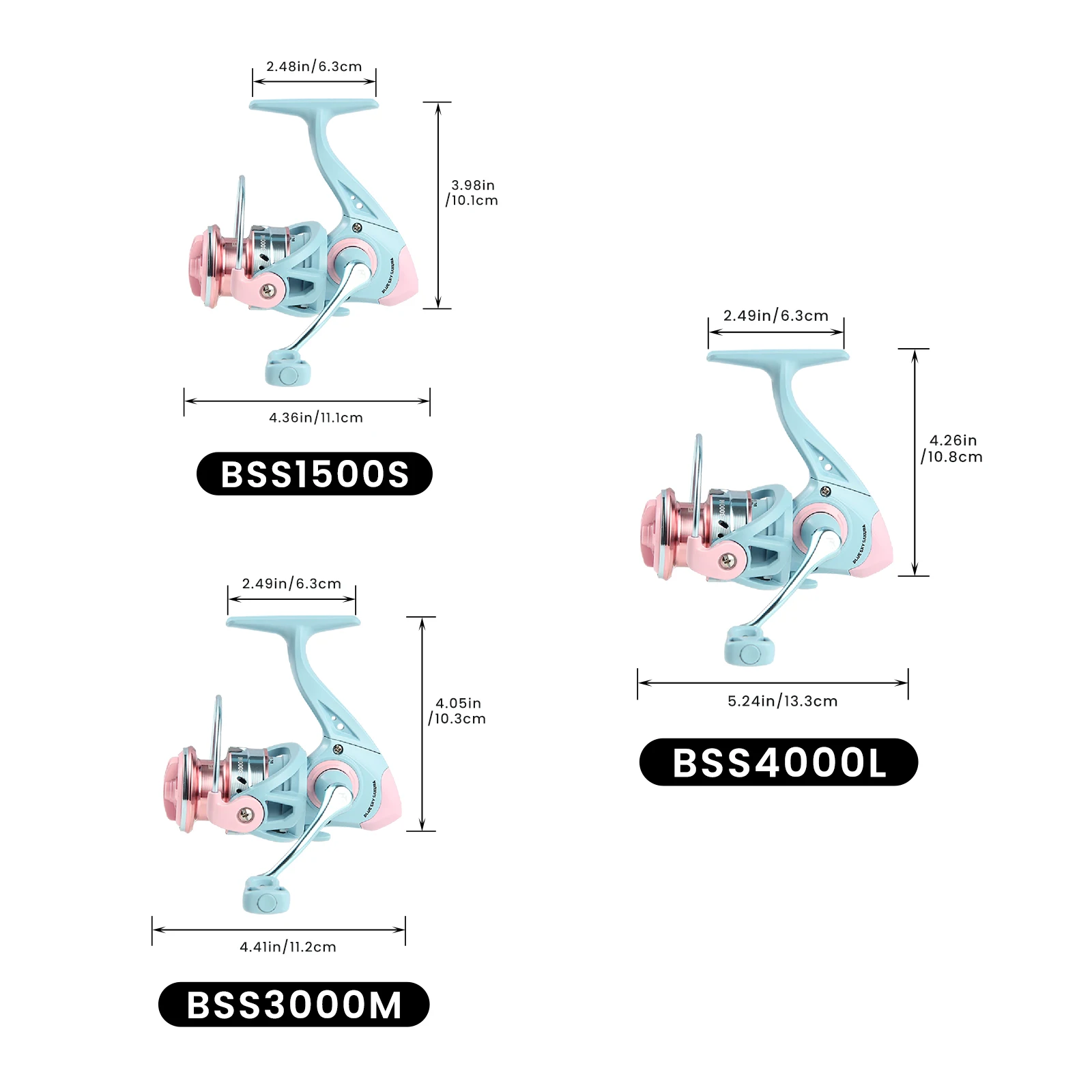 Carrete de pesca giratorio azul y rosa, 1500-4000, relación de engranaje 5,2: 1, arrastre máximo de 8kg, suave y sensible para fundición de larga distancia - imagen 5