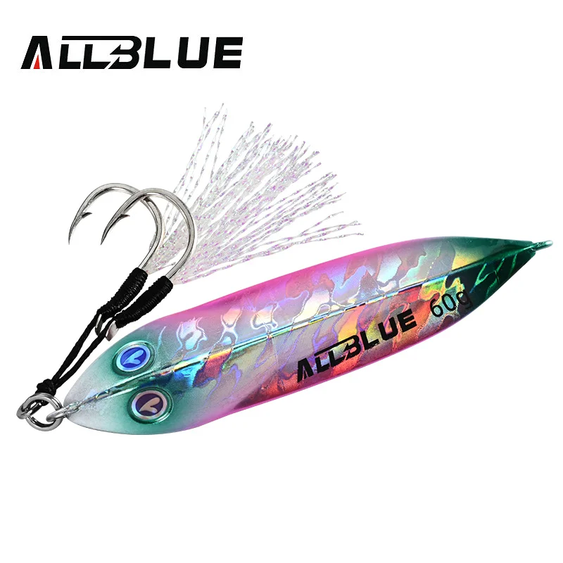 ALLBLUE SEABLUE-plantilla de pesca lenta de Metal, cuchara fundida, cebo Artificial de 60G, fundición a tierra, Jigging, aparejos de señuelo de lubina de Metal