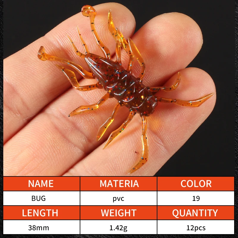 2023 Supercontinent 12 Teile/los wasser spinne Silikon Köder Wurm 38mm/1,42g Angeln Lockt Attraktive Garnelen geruch salz Wobbler - imagen 3