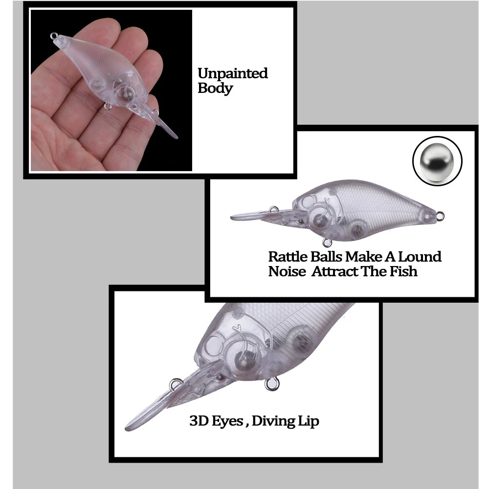 Chan'sHuang 20 piezas cebo en blanco sin pintar 10g/85mm sonajero flotante Crankbait DIY hecho a mano aparejos de señuelo de pesca Artificial - imagen 4