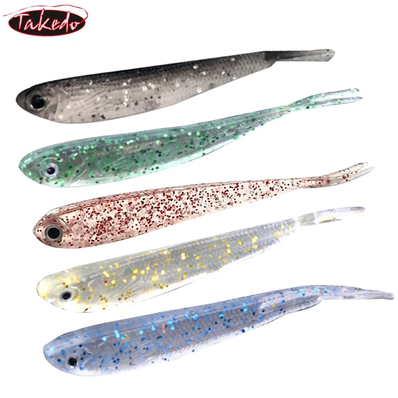 TAKEDO-3D Señuelo de cola de pez de simulación, Swimbait, cola dividida, sábalo, tiro directo, cebo blando para lubina, trucha, luccio, 8cm, 2G, 6 uds. - imagen 2