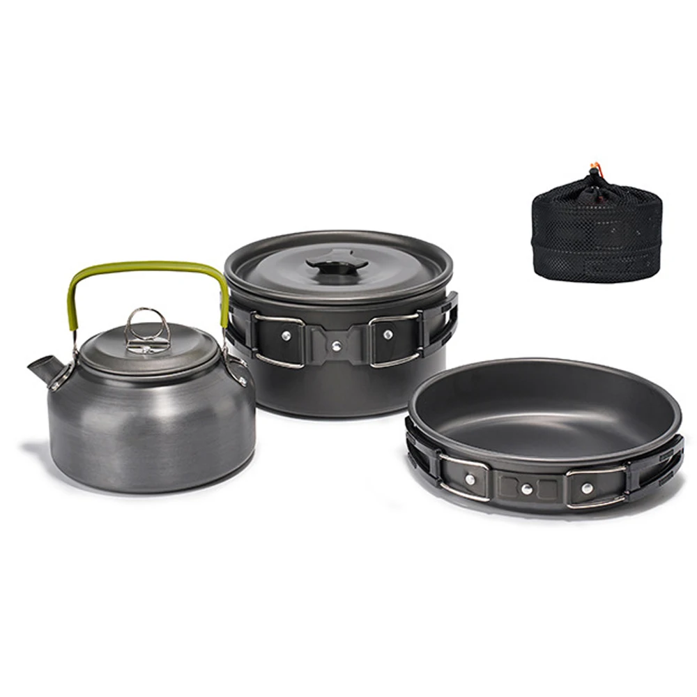 Juego de utensilios de cocina para acampada y senderismo, Kit de utensilios de cocina portátil para Picnic al aire libre, olla de alúmina, sartén, accesorio de cocina de viaje - imagen 2