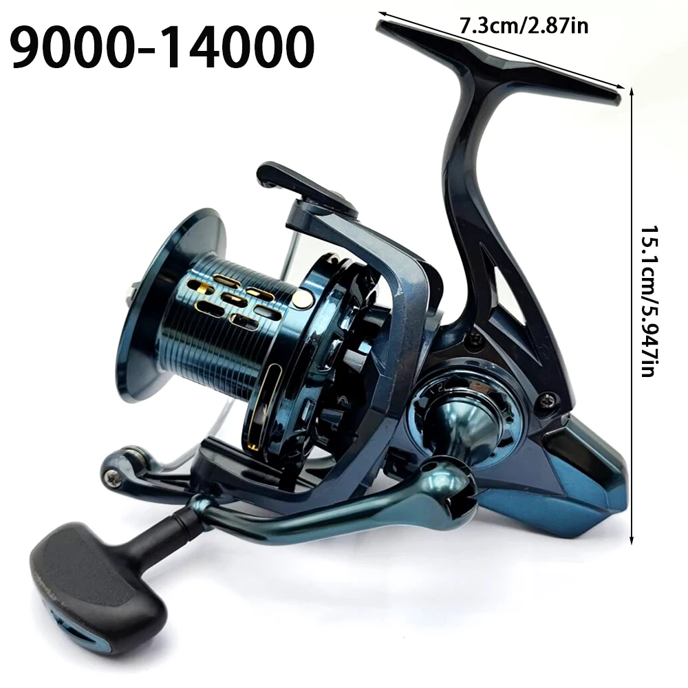 Carretes de pesca giratorios de agua salada serie 9000-14000, arrastre máximo de 20KG para pesca de carpa/Surf, carrete de Metal de fundición larga, aparejos de barco - imagen 5