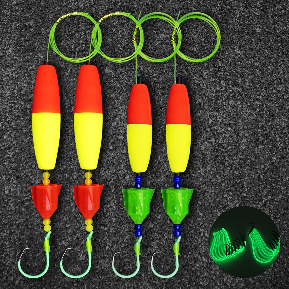 ZYZ aparejos de pesca de bagre con ganchos circulares luminosos, taladro de cobre Santee, indicador de campana de flotador de espuma de corcho, aparejos de flotación de pez gato, 1PC - imagen 2