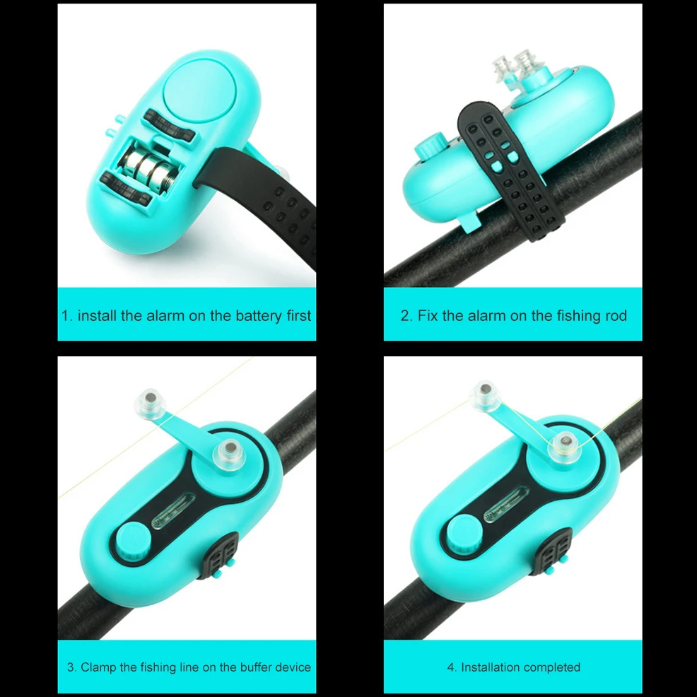 Alarma de picadura de pescado de pesca electrónica, barra de pesca con zumbador, indicador de luz LED fuerte, equipo de línea, campana de sonido, aparejos de punta de poste nocturno - imagen 5