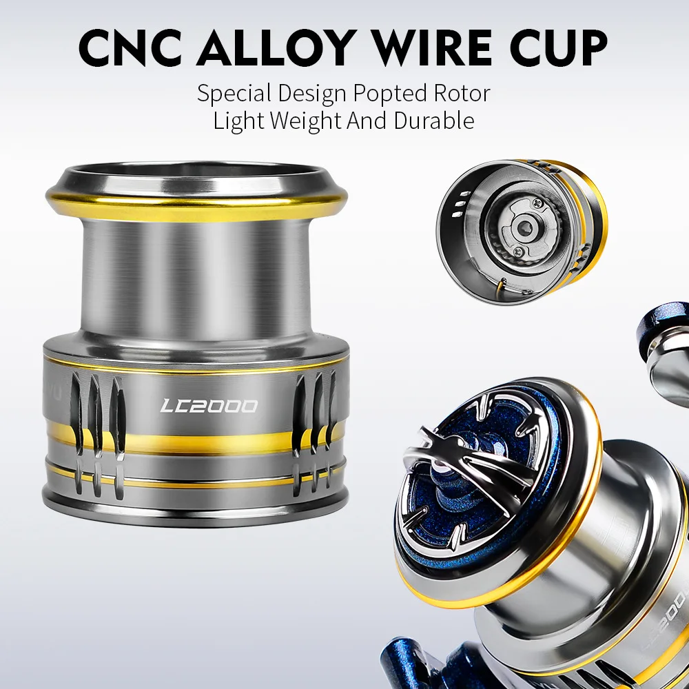 Carrete giratorio 5 + 1BB 5,2: 1, relación de transmisión, superligero, arrastre máximo de 6KG, carrete de aluminio para Pesca de trucha, Lucio - imagen 5