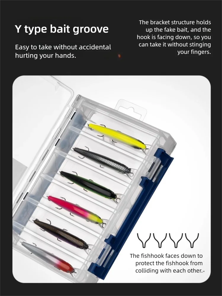Caja de aparejos de doble cara para accesorios de señuelos, broche de almacenamiento, organizador versátil para señuelos, ganchos, cebos, broche de almacenamiento - imagen 3