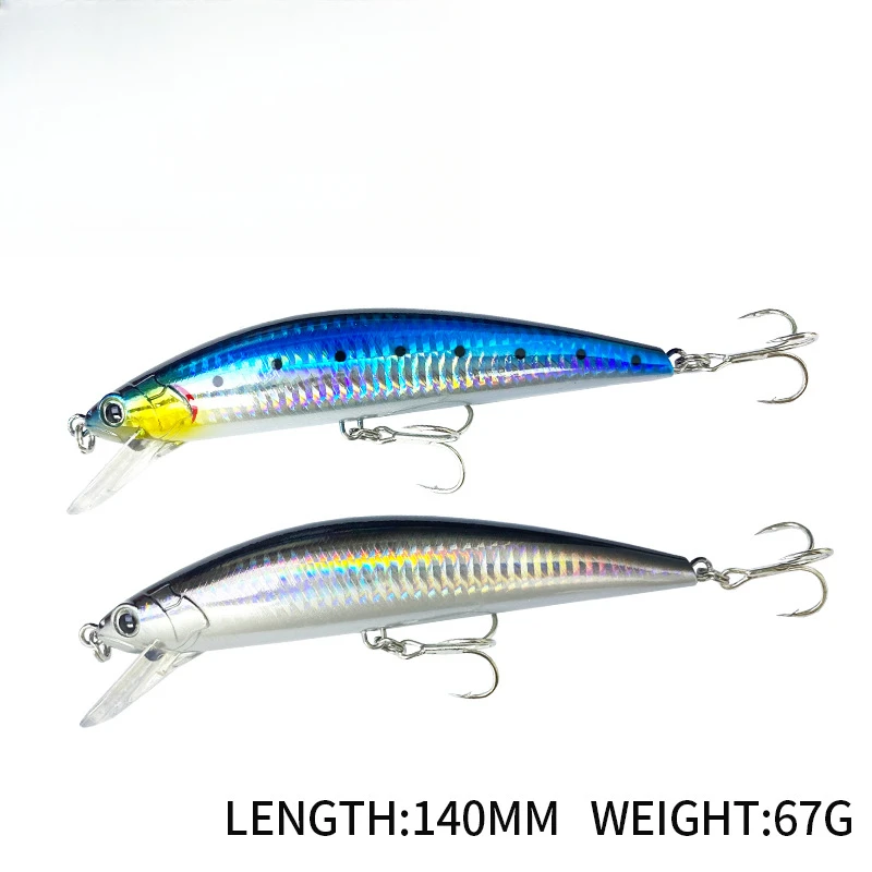 Señuelo de pesca de pececillo hundido, 140mm, 67G, cebo de hundimiento de mar pesado, pesca de agua salada, lubina, Jerkbait, señuelo giratorio Artificial, 1 ud. - imagen 3