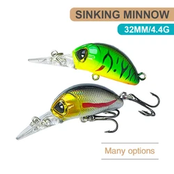 Señuelos de pesca de 3,2 cm, 4,4g, hundimiento, Micro pececillo Wobbler, buceo profundo, cebo duro Artificial, Jerkbait, Mini flujo, trucha, lubina, MN605