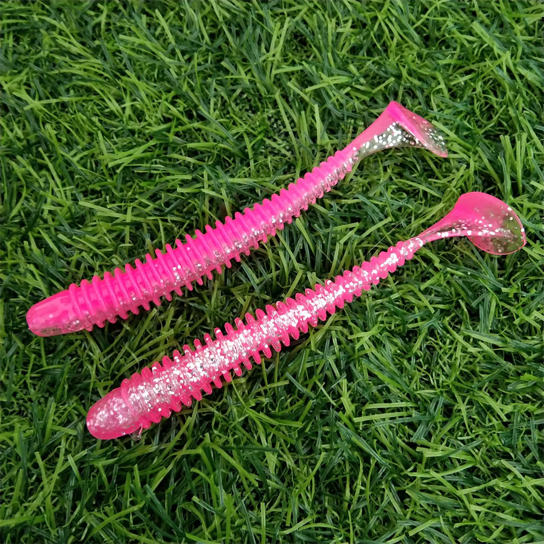 Swolfy 40 Uds 10cm 4,3g señuelos de gusano suave cebo de silicona Swimbait cebo Wobblers de peces de mar productos para aparejos artificiales de pesca - imagen 4