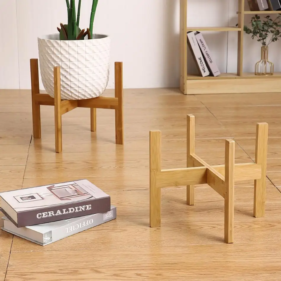 Macetero de Madera con Estante Cruzado – Decoración Hogar y Jardín - imagen 3