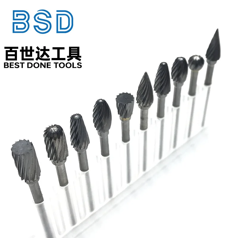 Lima rotativa de carburo de tungsteno Zhuzhou de 3 × 6 mm, 10 piezas (grano simple/doble) - Cabezal de fresado de grabado para carpintería - imagen 2