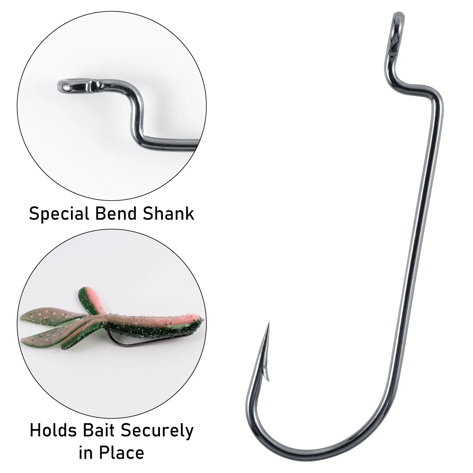 # 1- # Anzuelo de pesca compensado 5/0, anzuelo de gusano con púas, ganchos EWG, anzuelo de cebo vivo para plataforma Carolina Drop Shot, aparejo Texas - imagen 4