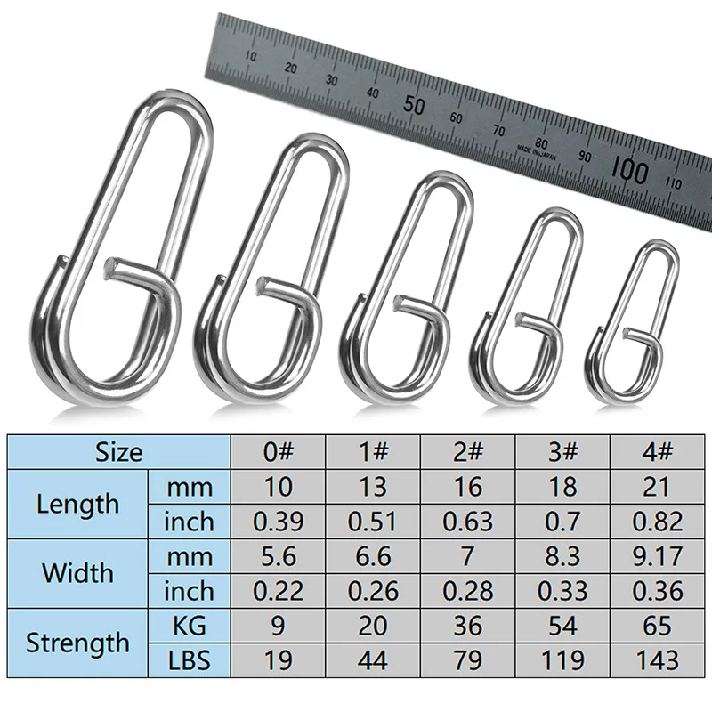 50 Piezas de Conectores de Anzuelos de Pesca Luya, Hebilla Interior Ovalada de Acero Inoxidable, Anillo Doble Reforzado, Accesorios de Pesca - imagen 4