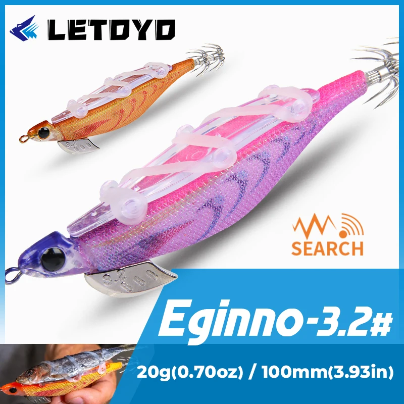 LETOYO, Egi, eginno, 3.2# 20g 123mm, anzuelo luminoso de calamar para pesca en el mar, señuelo de pesca de calamar, anzuelo de calamar, Jigging, Traqueteo