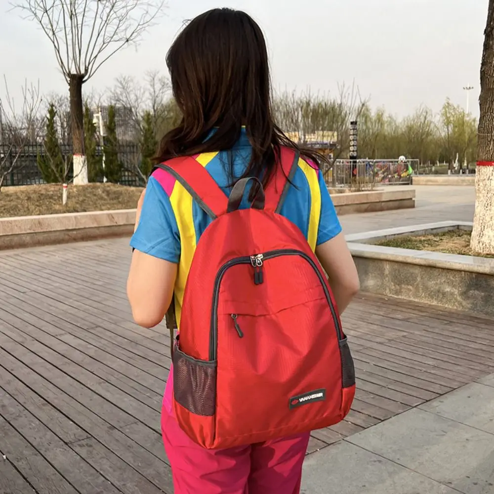 Mochila sencilla de gran capacidad para ocio al aire libre, mochila deportiva impermeable con cremallera, mochila escolar ligera de poliéster para estudiantes, viaje - imagen 3