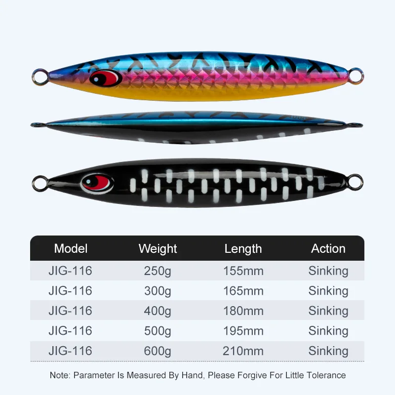 TEASER-J116 250g 300g 400g 500g 600g para pesca Vertical en alta mar, señuelo de Metal para Jigging - imagen 3
